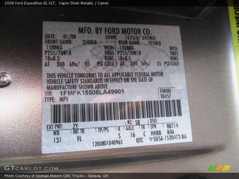 Vapor Silver Metallic / Camel 2008 Ford Expedition EL XLT