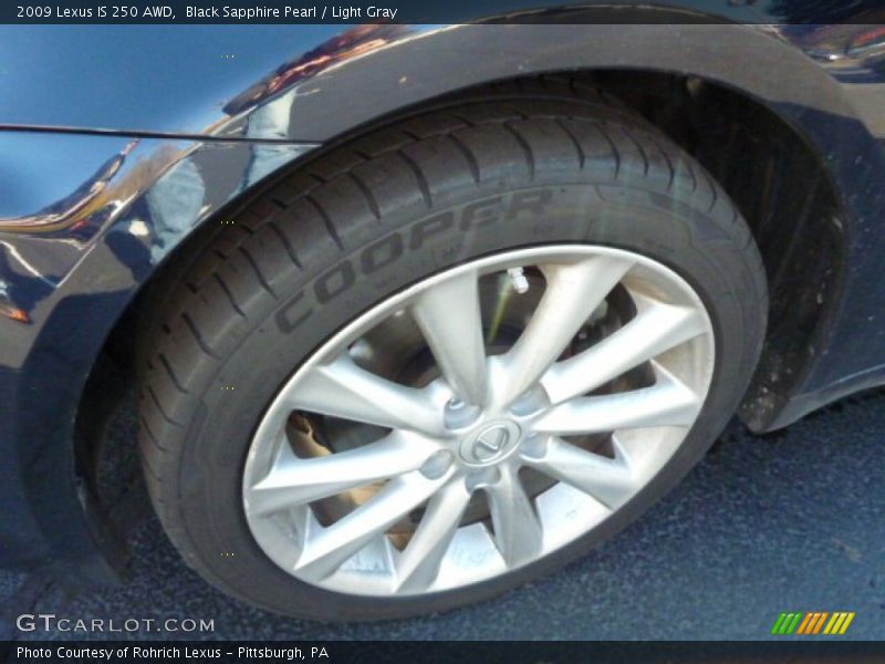 Black Sapphire Pearl / Light Gray 2009 Lexus IS 250 AWD