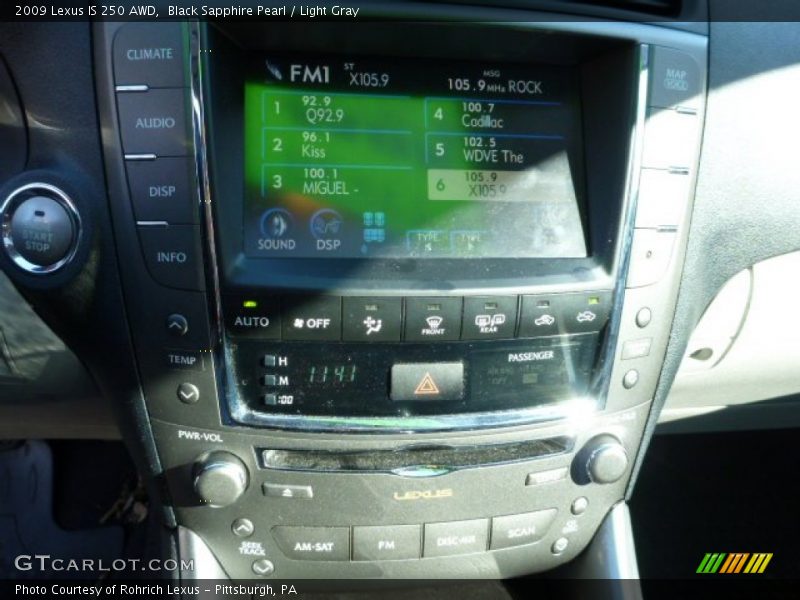 Black Sapphire Pearl / Light Gray 2009 Lexus IS 250 AWD