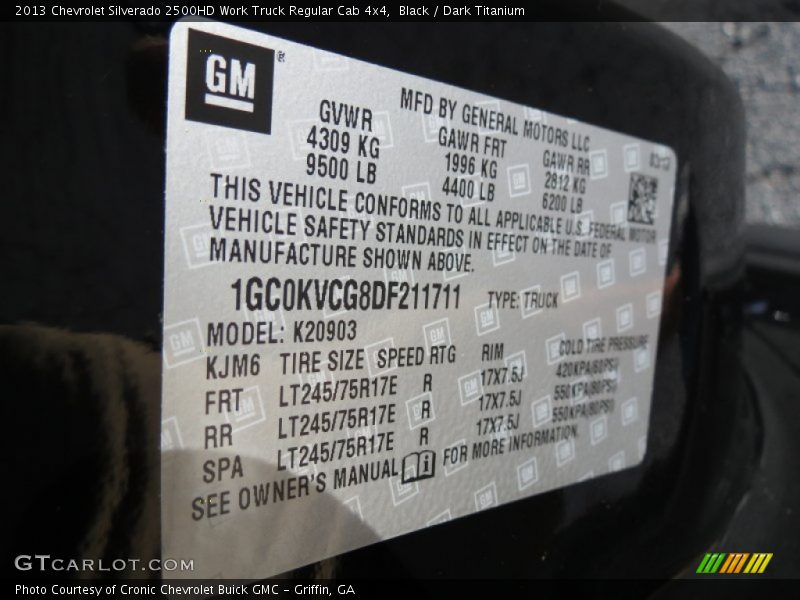 Black / Dark Titanium 2013 Chevrolet Silverado 2500HD Work Truck Regular Cab 4x4