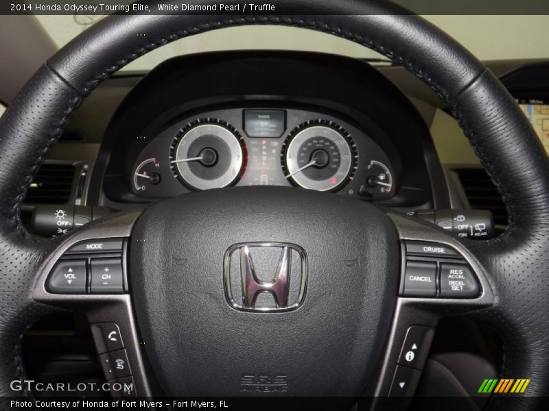 White Diamond Pearl / Truffle 2014 Honda Odyssey Touring Elite