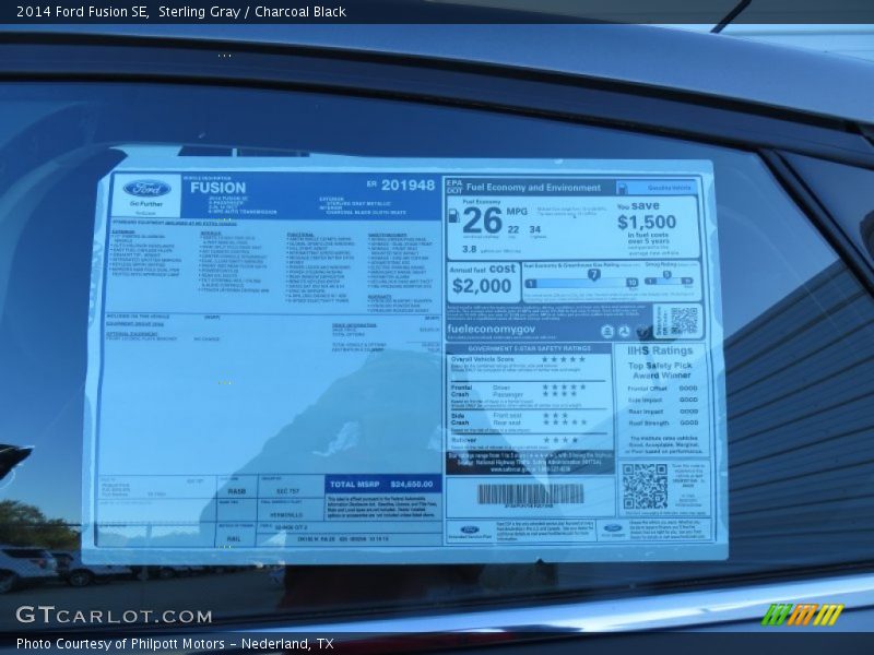 Sterling Gray / Charcoal Black 2014 Ford Fusion SE