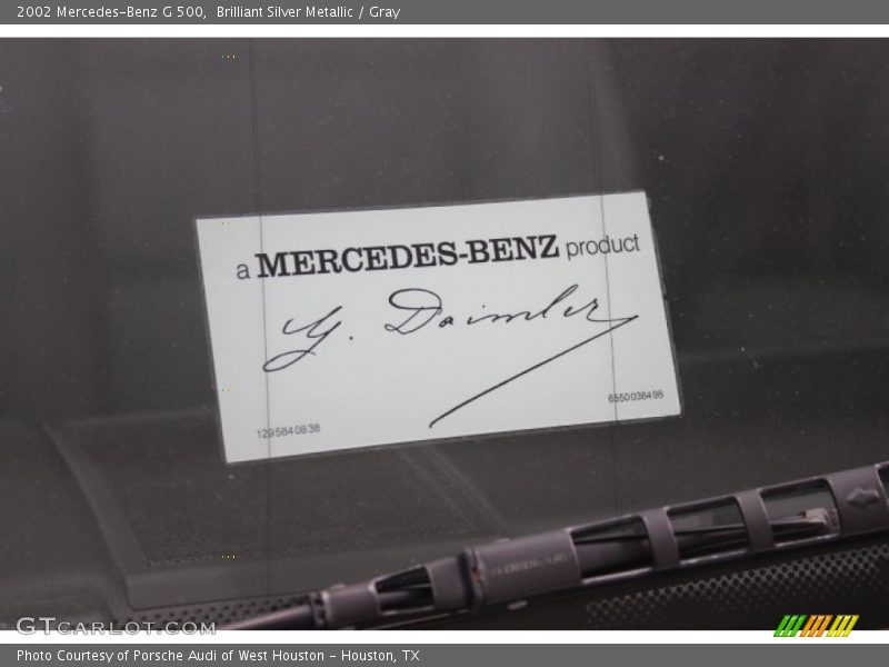 Brilliant Silver Metallic / Gray 2002 Mercedes-Benz G 500