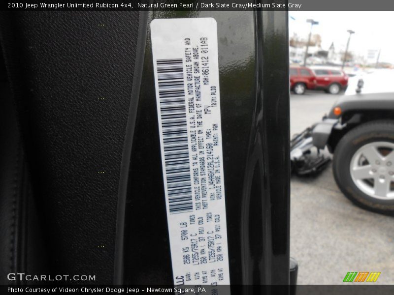 Natural Green Pearl / Dark Slate Gray/Medium Slate Gray 2010 Jeep Wrangler Unlimited Rubicon 4x4