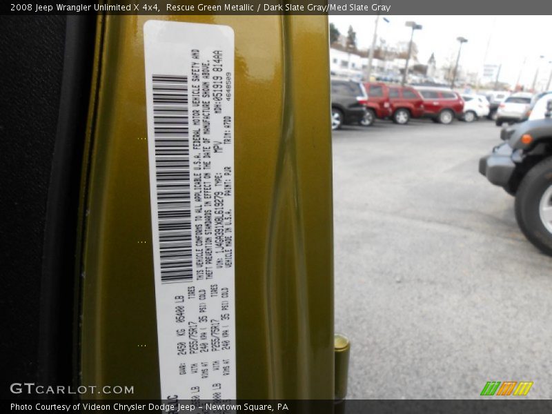 Rescue Green Metallic / Dark Slate Gray/Med Slate Gray 2008 Jeep Wrangler Unlimited X 4x4