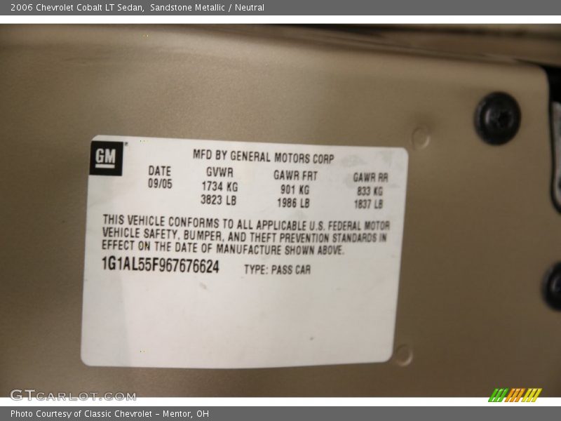 Sandstone Metallic / Neutral 2006 Chevrolet Cobalt LT Sedan