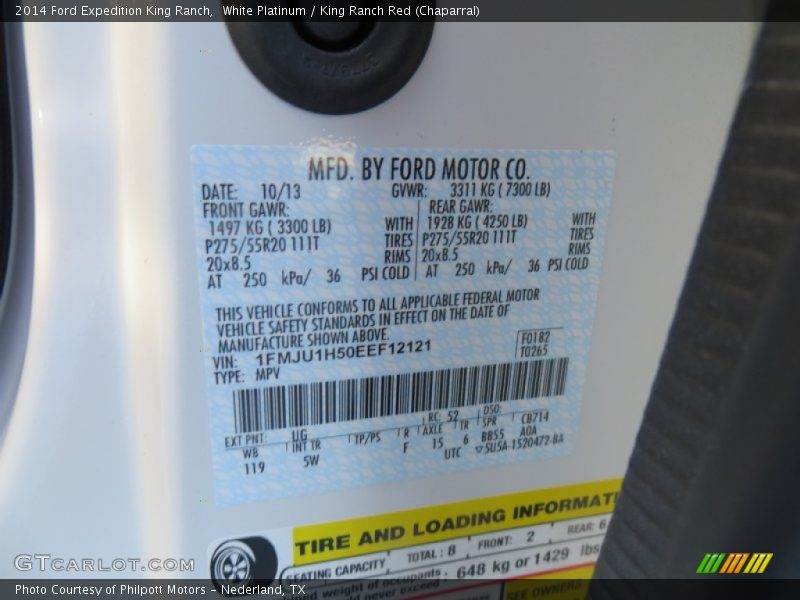 White Platinum / King Ranch Red (Chaparral) 2014 Ford Expedition King Ranch