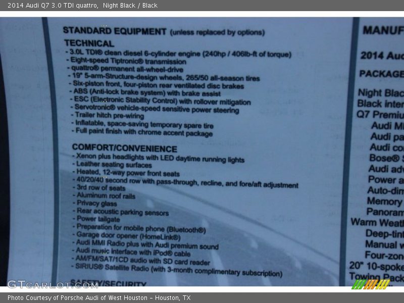 Night Black / Black 2014 Audi Q7 3.0 TDI quattro