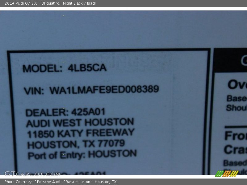 Night Black / Black 2014 Audi Q7 3.0 TDI quattro