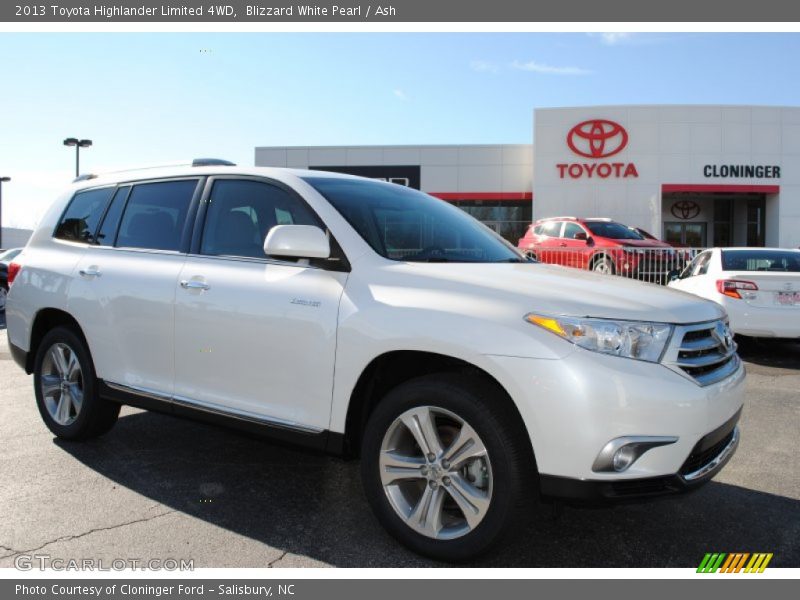 Blizzard White Pearl / Ash 2013 Toyota Highlander Limited 4WD