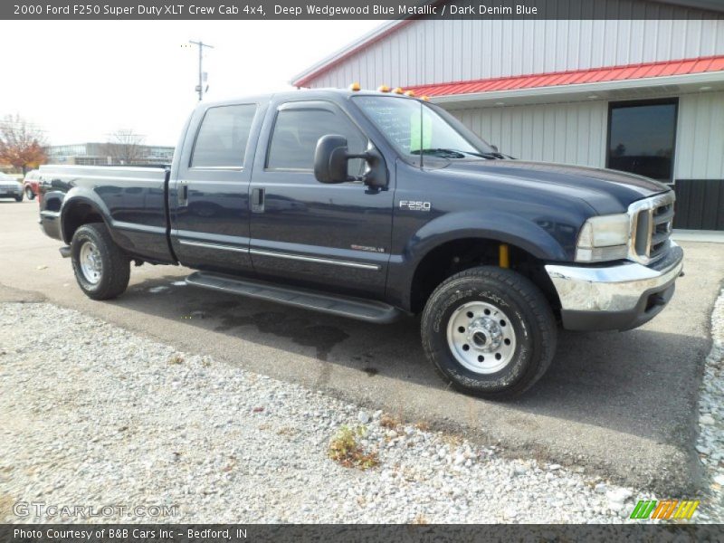 Deep Wedgewood Blue Metallic / Dark Denim Blue 2000 Ford F250 Super Duty XLT Crew Cab 4x4