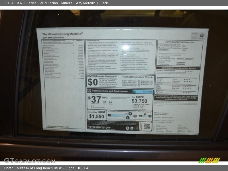 Mineral Grey Metallic / Black 2014 BMW 3 Series 328d Sedan
