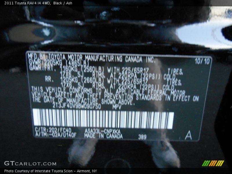 Black / Ash 2011 Toyota RAV4 I4 4WD