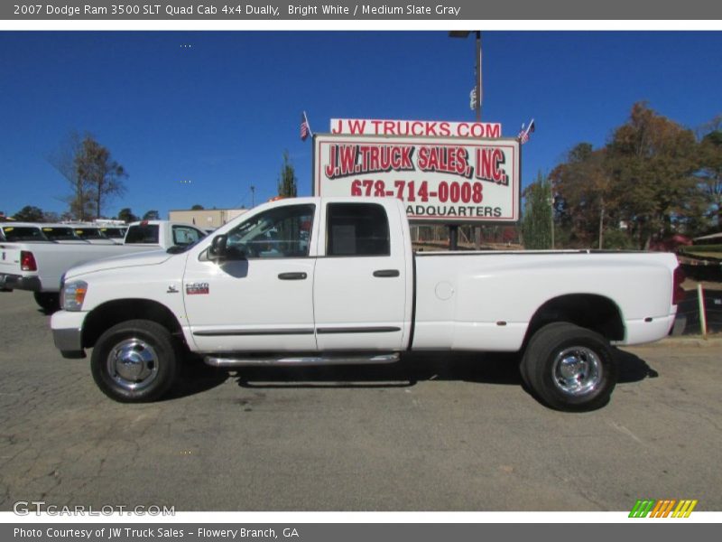 Bright White / Medium Slate Gray 2007 Dodge Ram 3500 SLT Quad Cab 4x4 Dually