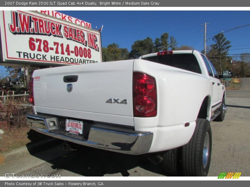 Bright White / Medium Slate Gray 2007 Dodge Ram 3500 SLT Quad Cab 4x4 Dually