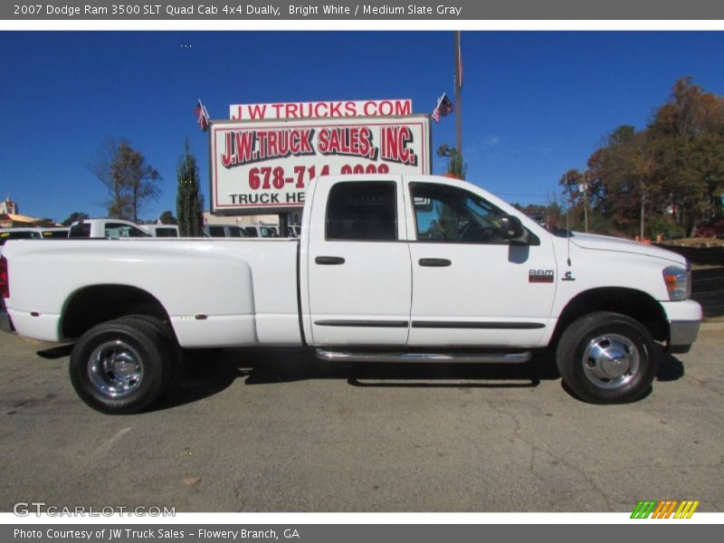 Bright White / Medium Slate Gray 2007 Dodge Ram 3500 SLT Quad Cab 4x4 Dually