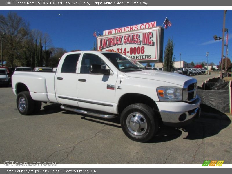 Bright White / Medium Slate Gray 2007 Dodge Ram 3500 SLT Quad Cab 4x4 Dually