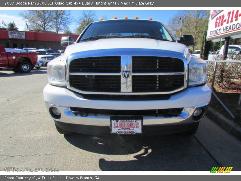 Bright White / Medium Slate Gray 2007 Dodge Ram 3500 SLT Quad Cab 4x4 Dually