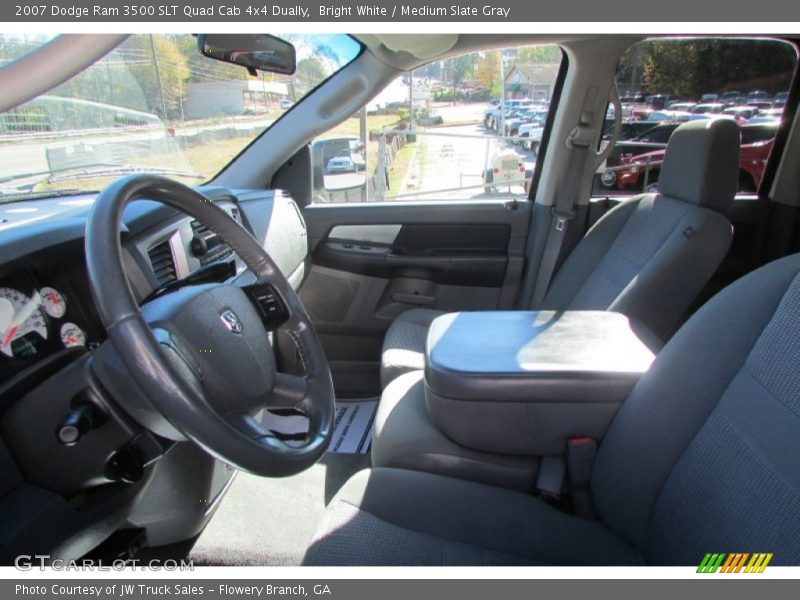 Bright White / Medium Slate Gray 2007 Dodge Ram 3500 SLT Quad Cab 4x4 Dually