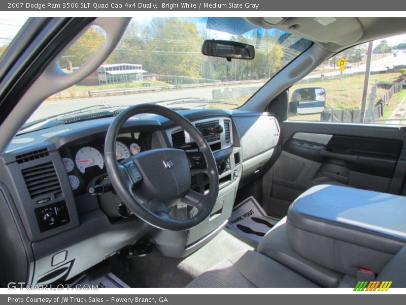 Bright White / Medium Slate Gray 2007 Dodge Ram 3500 SLT Quad Cab 4x4 Dually