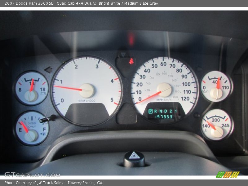 Bright White / Medium Slate Gray 2007 Dodge Ram 3500 SLT Quad Cab 4x4 Dually
