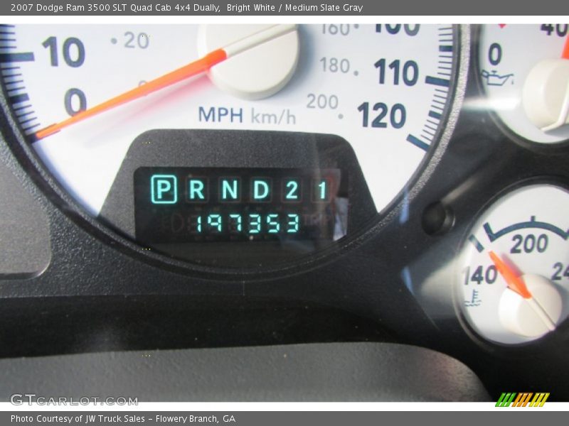 Bright White / Medium Slate Gray 2007 Dodge Ram 3500 SLT Quad Cab 4x4 Dually