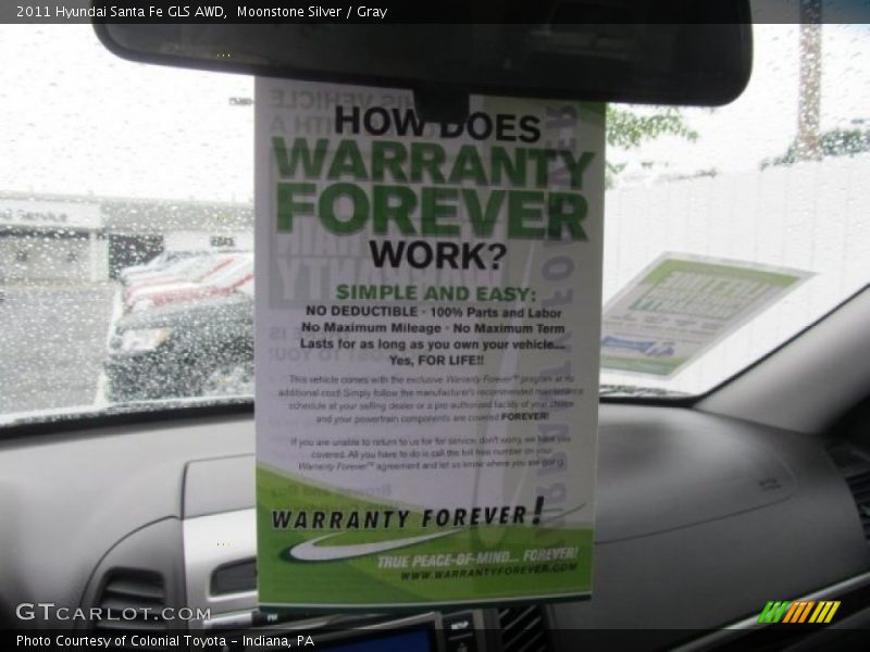 Moonstone Silver / Gray 2011 Hyundai Santa Fe GLS AWD