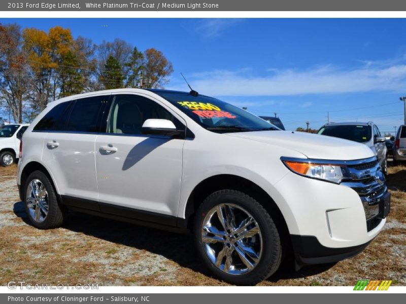 White Platinum Tri-Coat / Medium Light Stone 2013 Ford Edge Limited