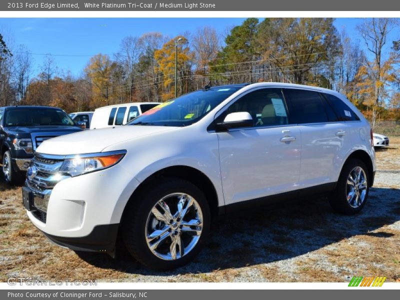 White Platinum Tri-Coat / Medium Light Stone 2013 Ford Edge Limited