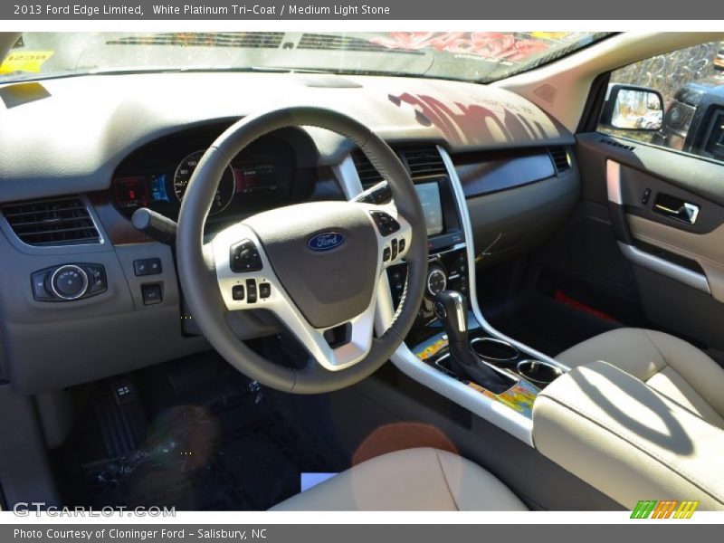 White Platinum Tri-Coat / Medium Light Stone 2013 Ford Edge Limited