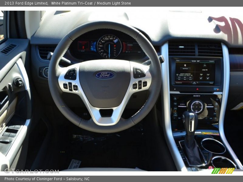 White Platinum Tri-Coat / Medium Light Stone 2013 Ford Edge Limited