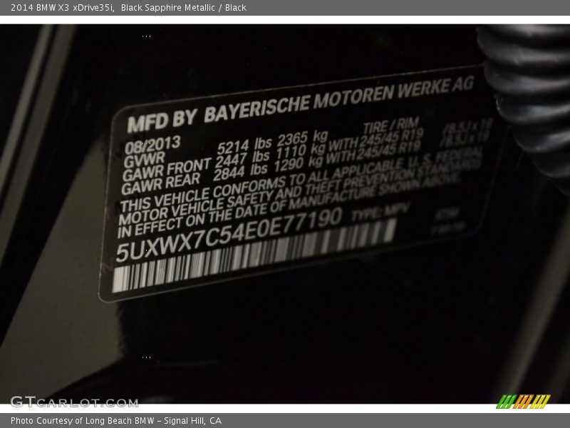 Black Sapphire Metallic / Black 2014 BMW X3 xDrive35i