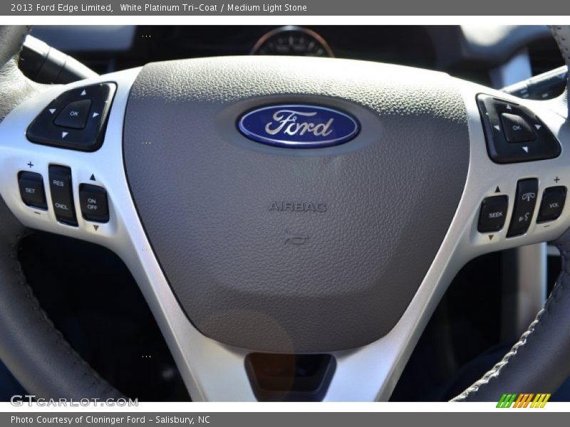 White Platinum Tri-Coat / Medium Light Stone 2013 Ford Edge Limited