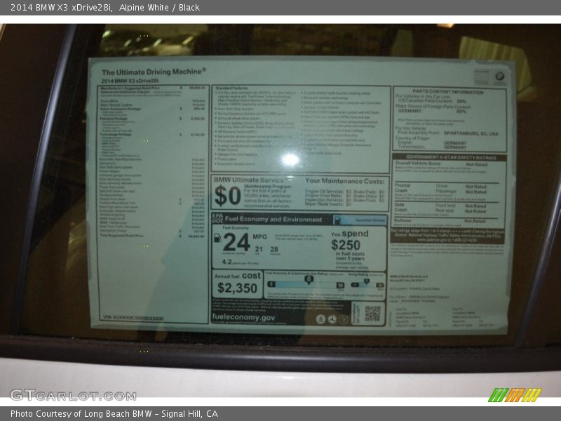 Alpine White / Black 2014 BMW X3 xDrive28i