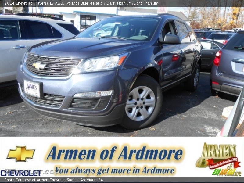 Atlantis Blue Metallic / Dark Titanium/Light Titanium 2014 Chevrolet Traverse LS AWD