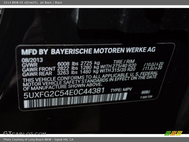 Jet Black / Black 2014 BMW X6 xDrive35i