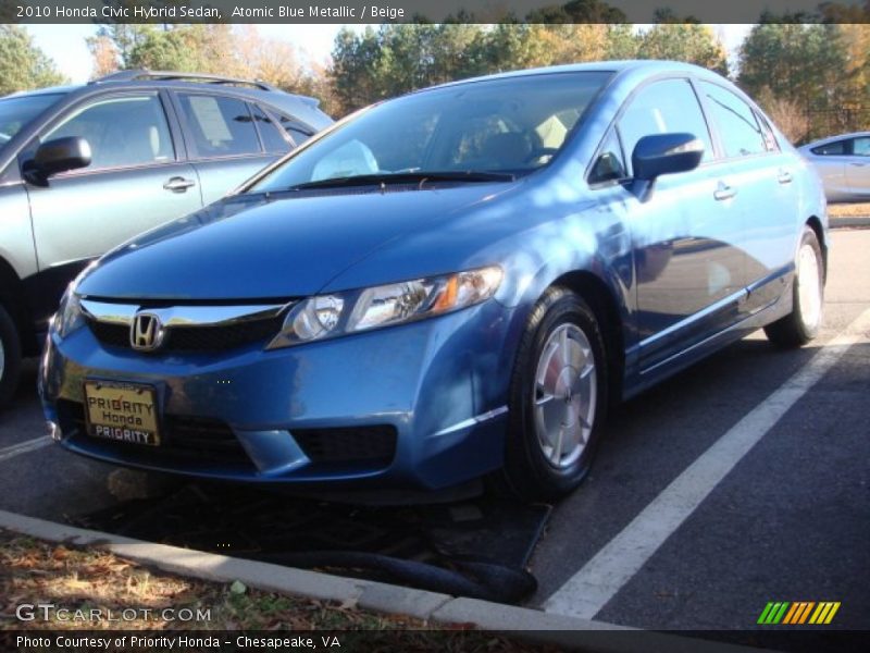 Atomic Blue Metallic / Beige 2010 Honda Civic Hybrid Sedan