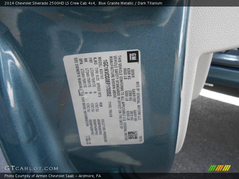 Blue Granite Metallic / Dark Titanium 2014 Chevrolet Silverado 2500HD LS Crew Cab 4x4