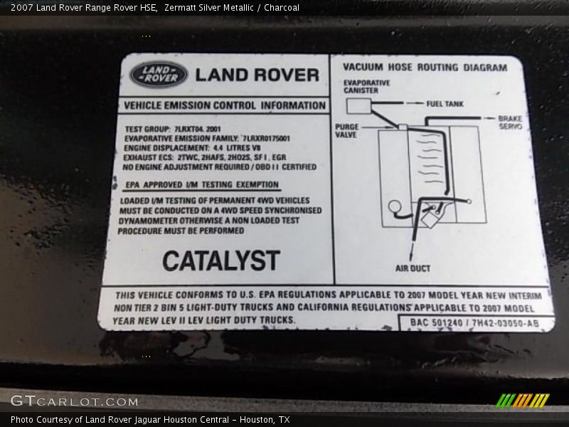 Zermatt Silver Metallic / Charcoal 2007 Land Rover Range Rover HSE