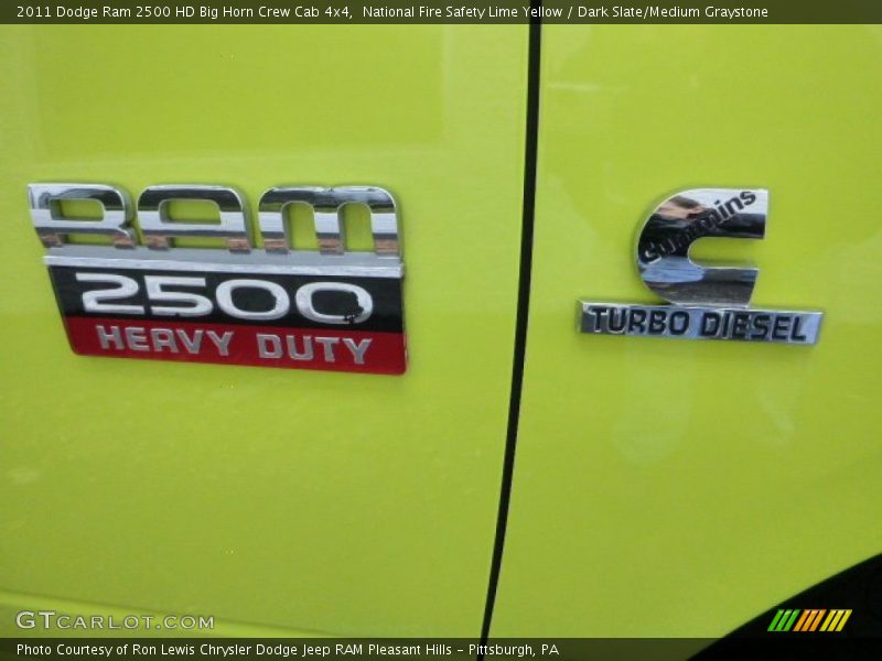 National Fire Safety Lime Yellow / Dark Slate/Medium Graystone 2011 Dodge Ram 2500 HD Big Horn Crew Cab 4x4