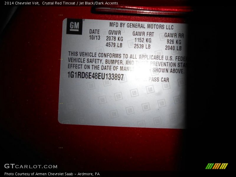 Crystal Red Tincoat / Jet Black/Dark Accents 2014 Chevrolet Volt