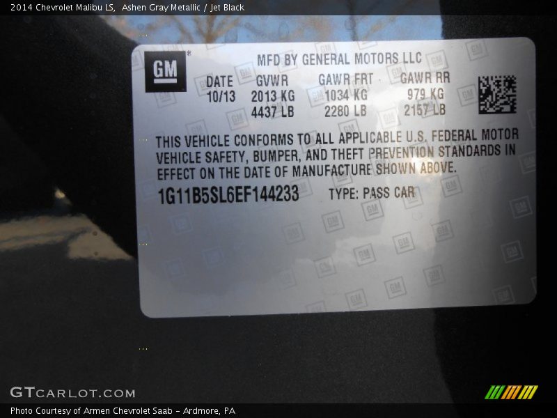Ashen Gray Metallic / Jet Black 2014 Chevrolet Malibu LS
