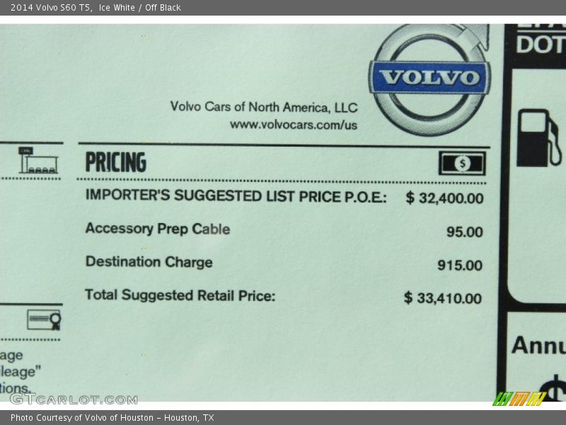 Ice White / Off Black 2014 Volvo S60 T5
