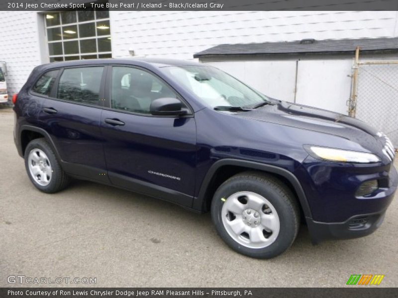 True Blue Pearl / Iceland - Black/Iceland Gray 2014 Jeep Cherokee Sport