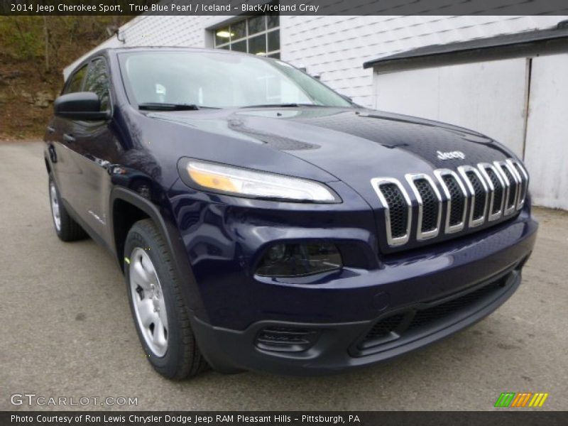 True Blue Pearl / Iceland - Black/Iceland Gray 2014 Jeep Cherokee Sport