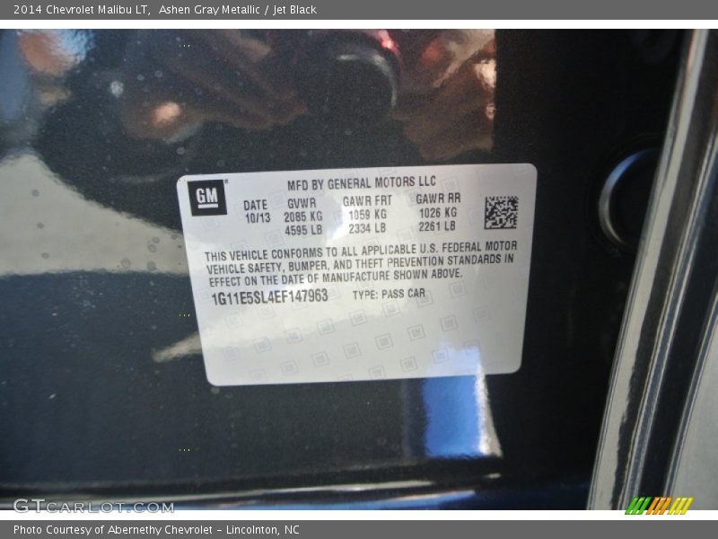 Ashen Gray Metallic / Jet Black 2014 Chevrolet Malibu LT
