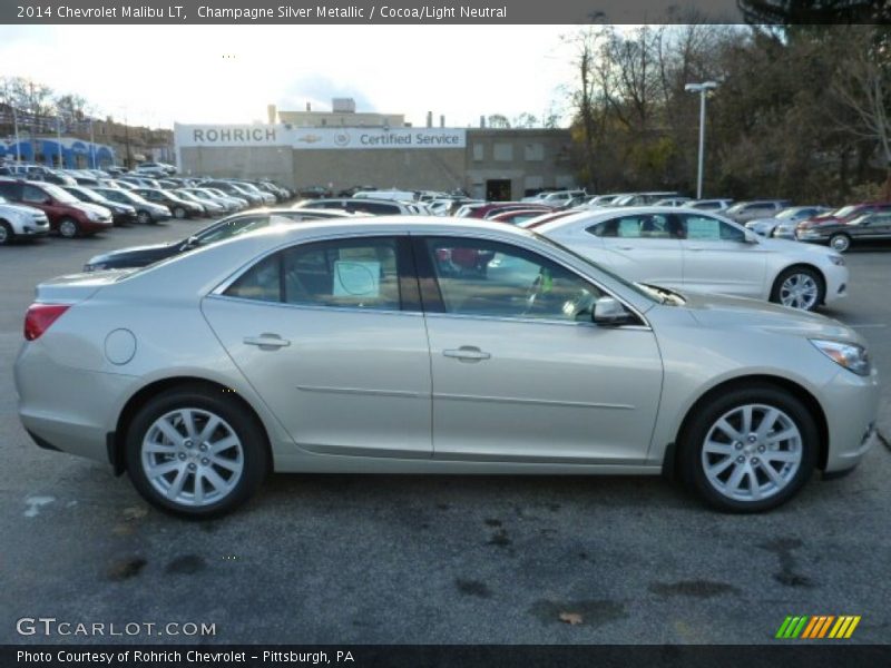 Champagne Silver Metallic / Cocoa/Light Neutral 2014 Chevrolet Malibu LT