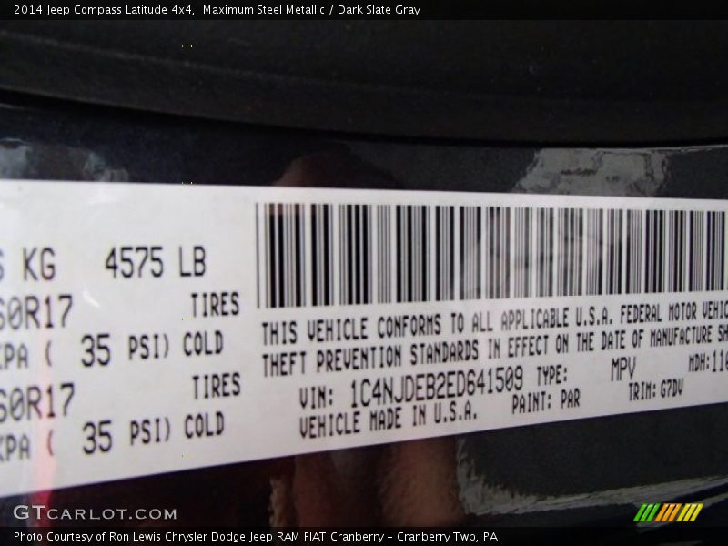 Maximum Steel Metallic / Dark Slate Gray 2014 Jeep Compass Latitude 4x4