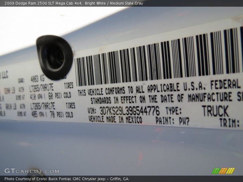 Bright White / Medium Slate Gray 2009 Dodge Ram 2500 SLT Mega Cab 4x4