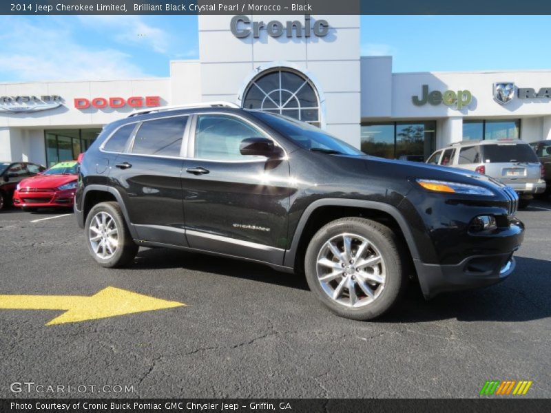 Brilliant Black Crystal Pearl / Morocco - Black 2014 Jeep Cherokee Limited